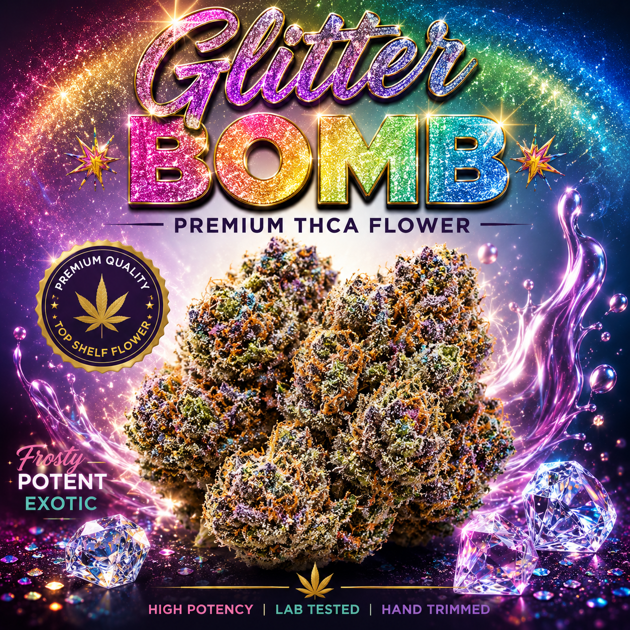 Glitter Bomb Premium THCA Flower | Potent Hybrid Strain